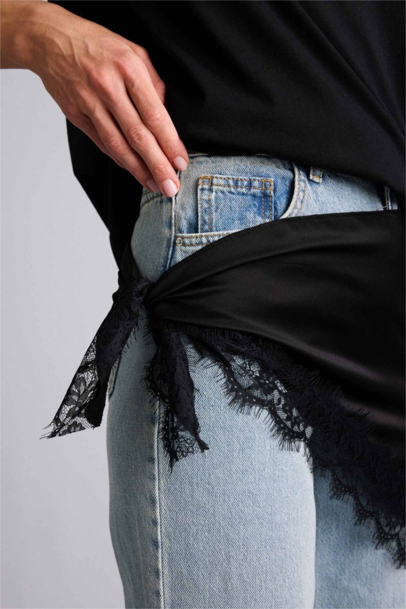 حريمي أسود تيشيرت بيزك سادة نص كم قصة عادية برقبة مستديرة