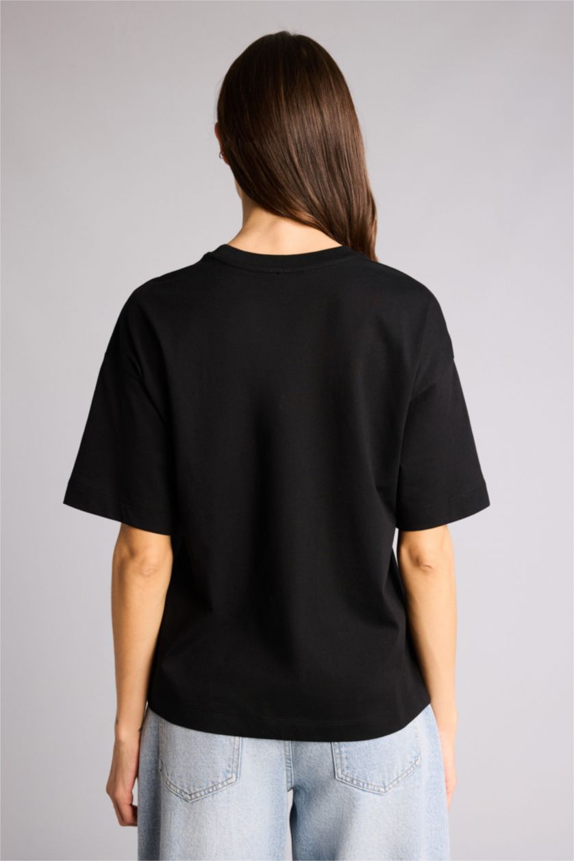 WOMAN Black Oversize Fit Short Sleeve T-Shirt