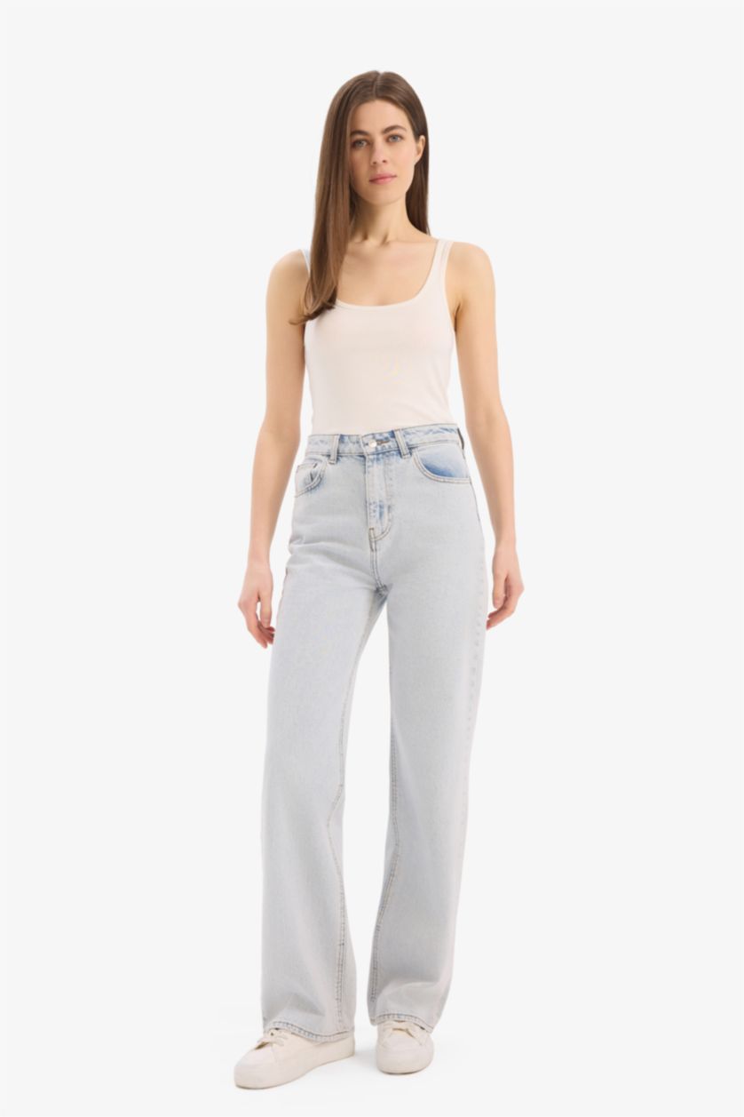 Женщины Бежевый Slim fit футболка без рукавов с круглым вырезом и из ребристой ткани