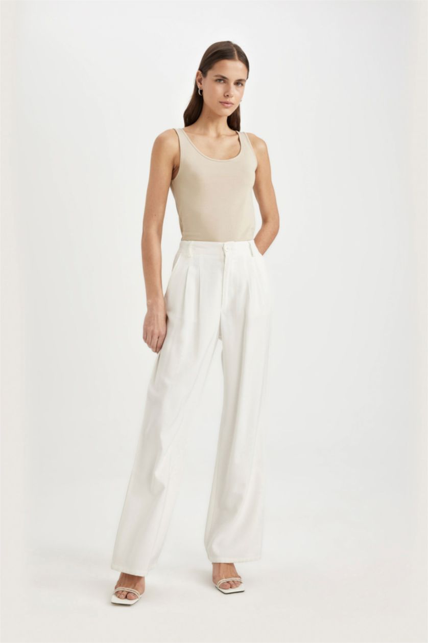 WOMAN Sand Slim Fit Ribana Crew Neck Sleeveless Tank Top