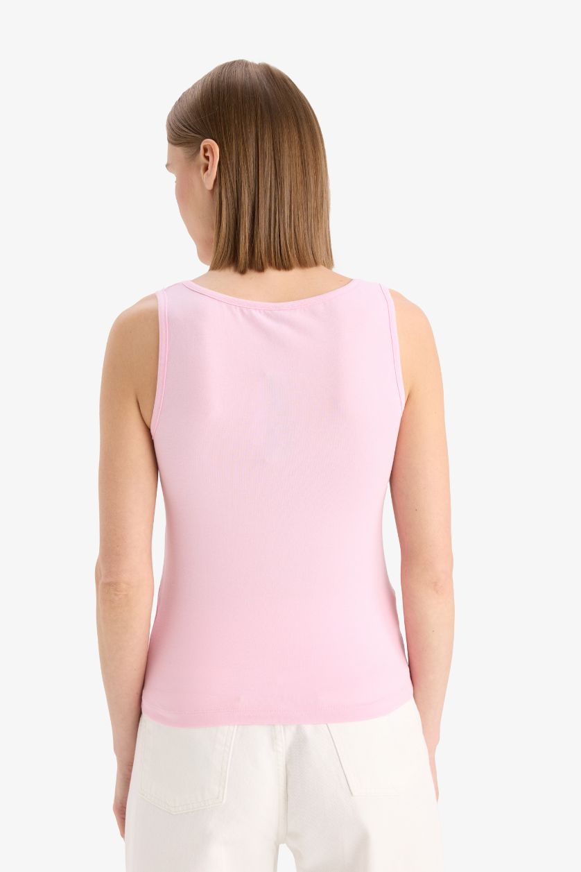 نساء زهري ديباردور سليم فيت عادي مضلع برقبة مستديرة