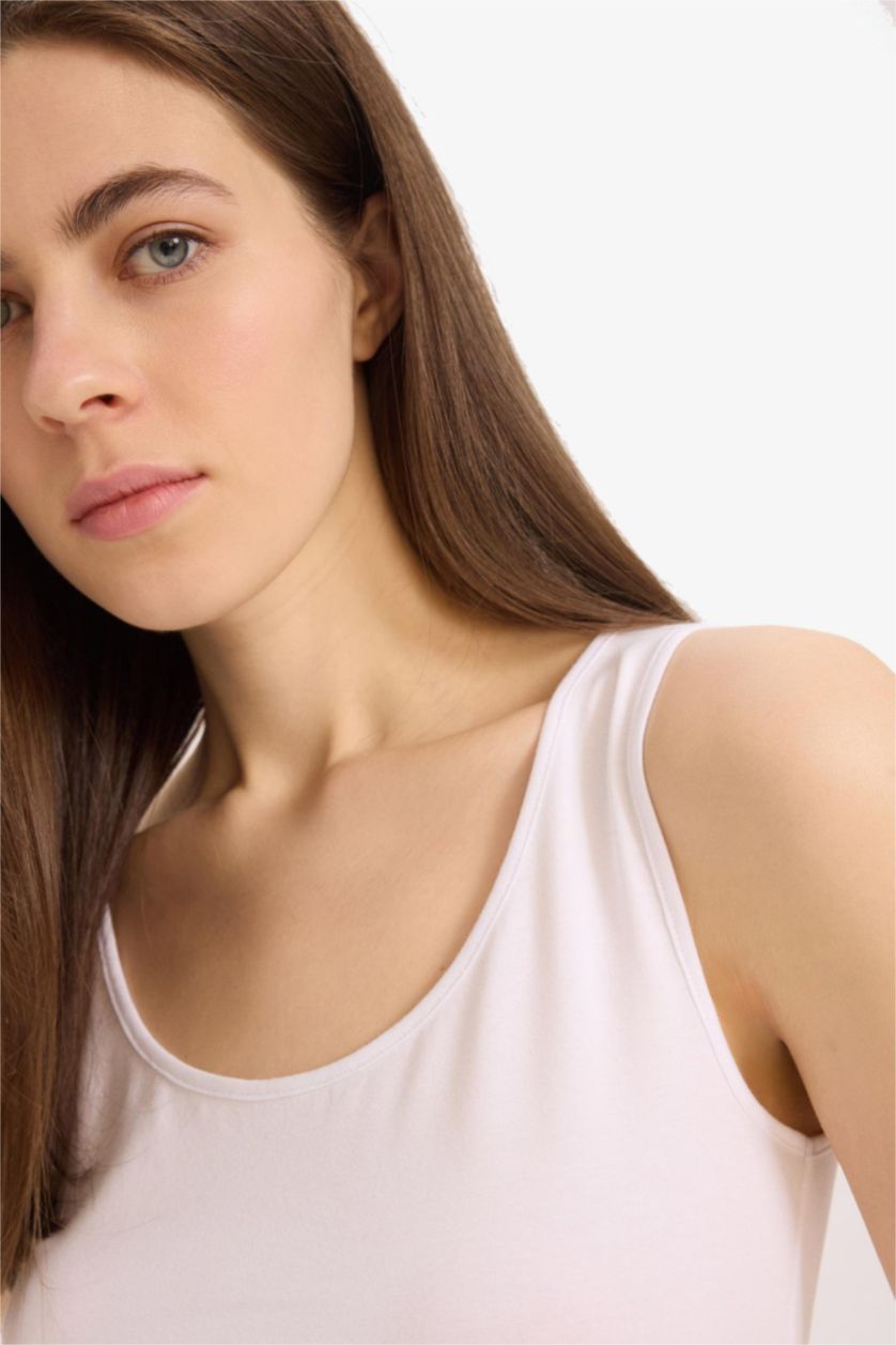 FEMME Blanc Débardeur basique slim à col rond