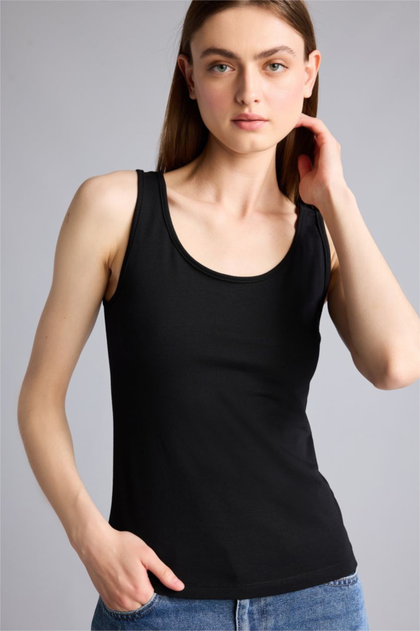 Kadın Siyah Slım Fıt Basıc Atlet