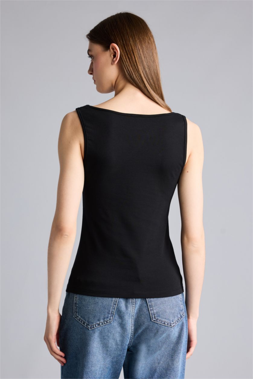 Kadın Siyah Slım Fıt Basıc Atlet