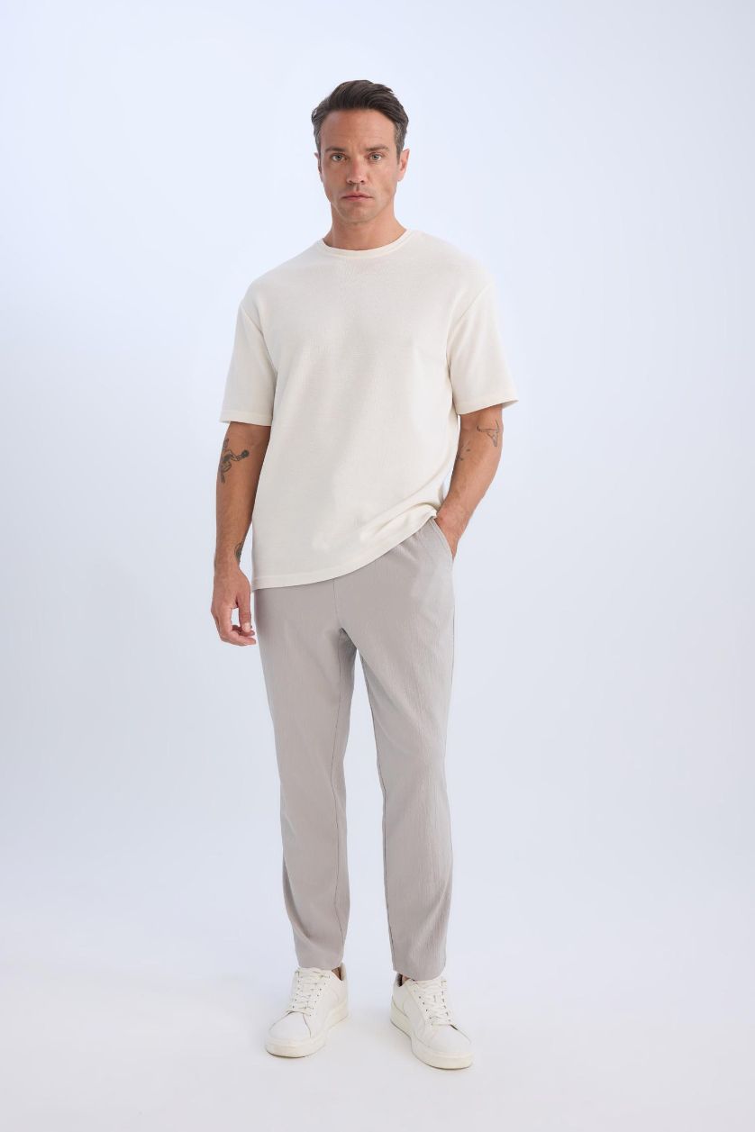 MAN Stone Relax Fit Straight Leg Summer Fabric Trousers