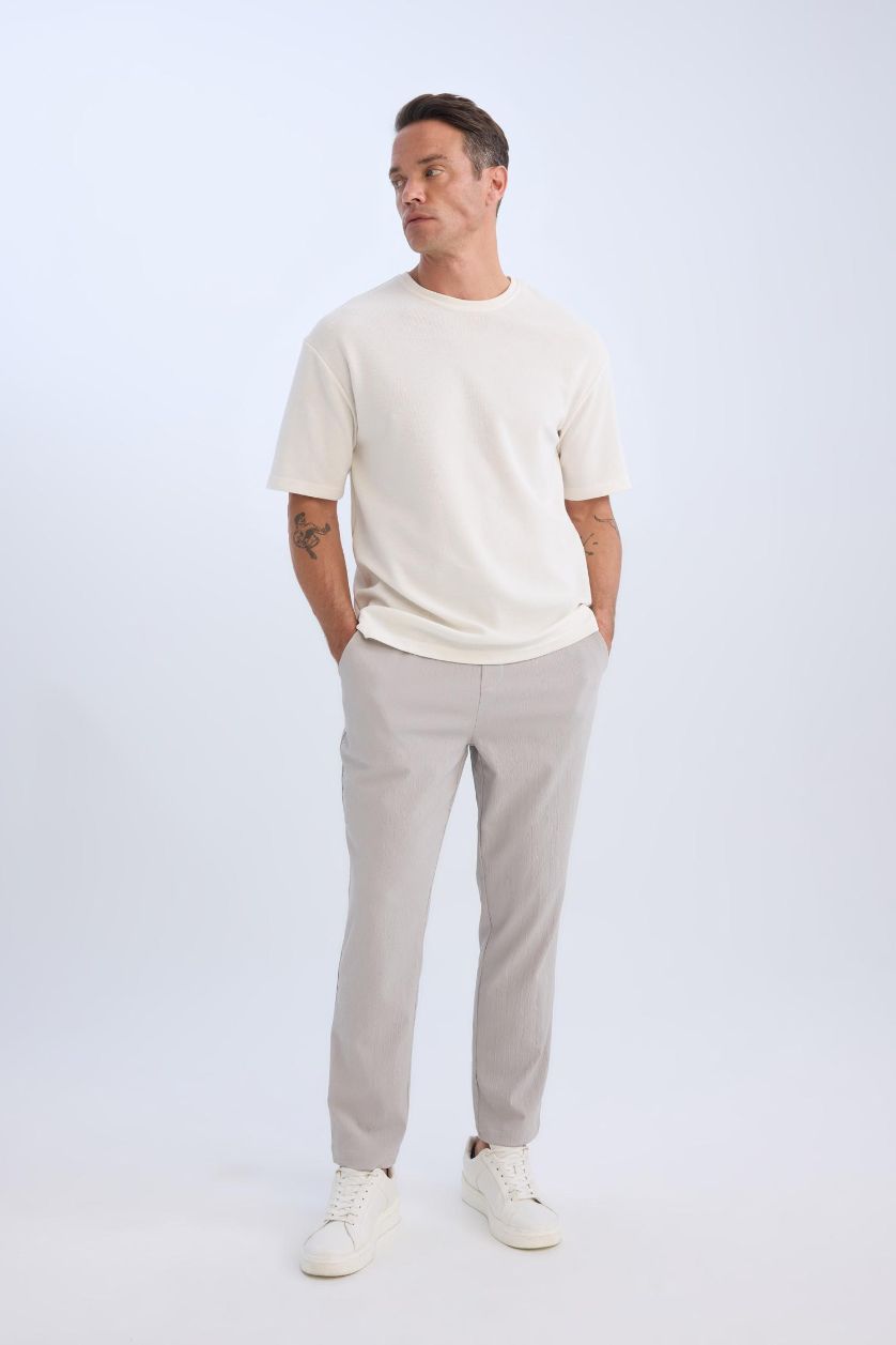 MAN Stone Relax Fit Straight Leg Summer Fabric Trousers