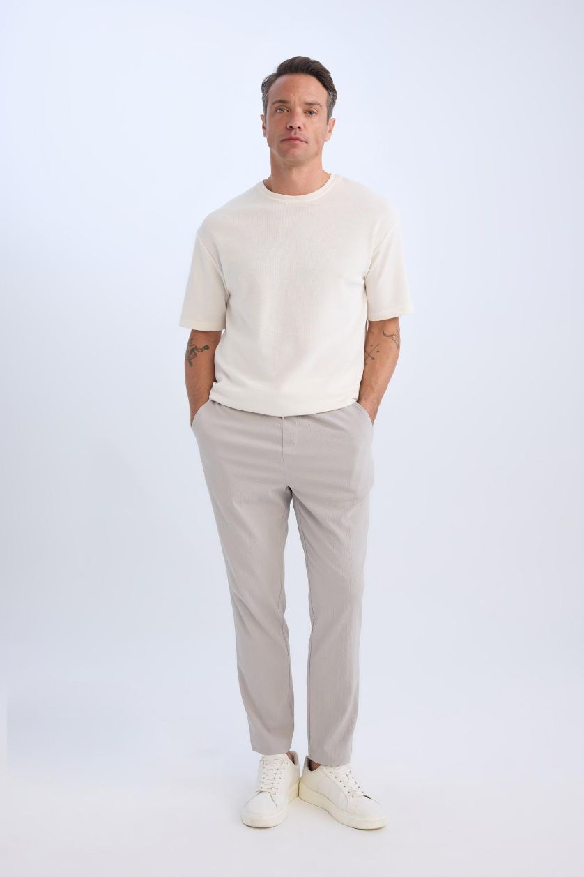 MAN Stone Relax Fit Straight Leg Summer Fabric Trousers