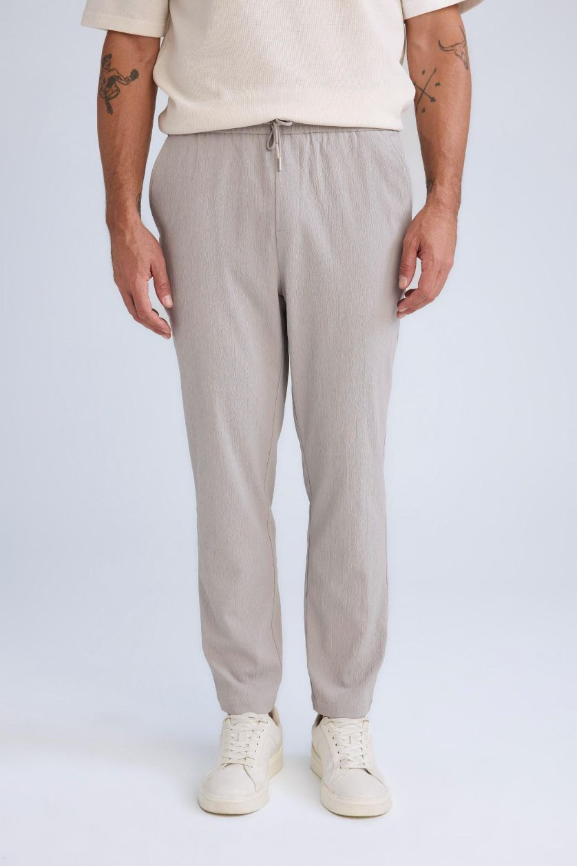 MAN Stone Relax Fit Straight Leg Summer Fabric Trousers