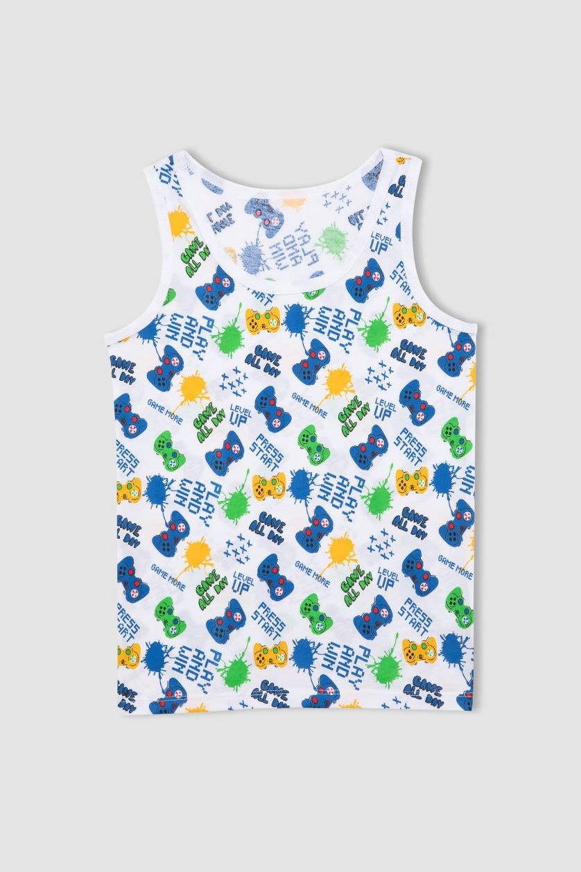 أولادي أبيض أندر شيرت قصة عادية - قطعتين