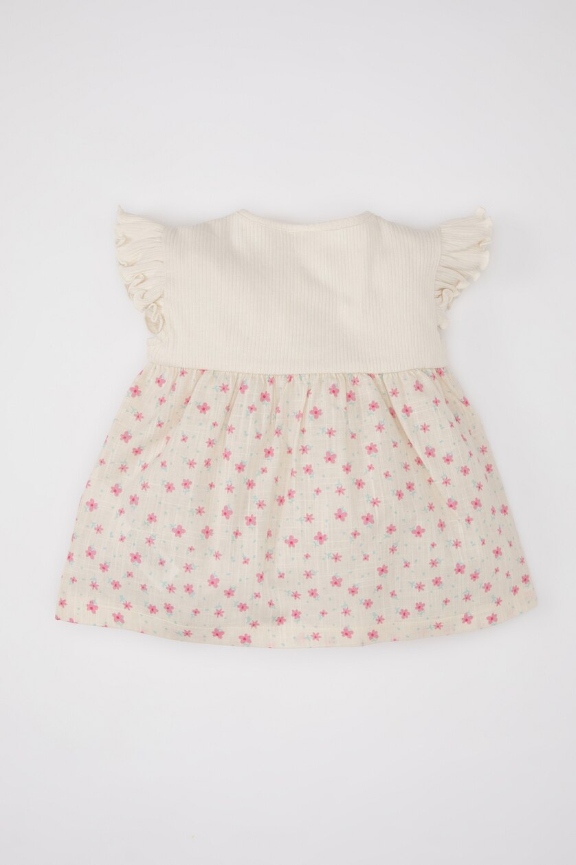 Baby Girls Stone Regular Fit Flower Short Sleeve T-Shirt