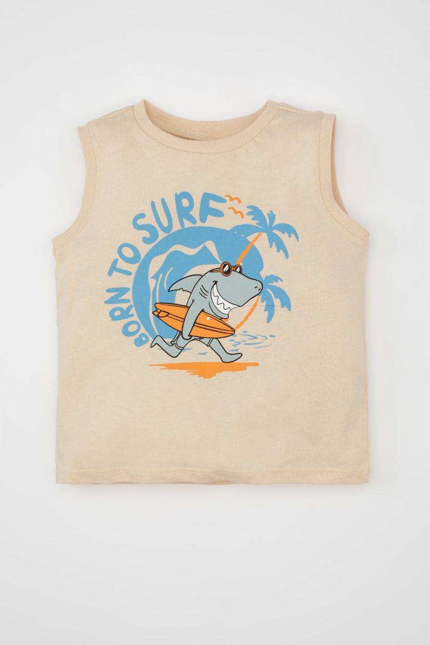 BÉBÉ GARÇON Beige Débardeur à coupe régulière et col rond avec imprimé