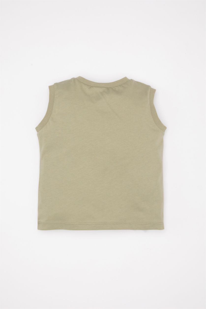 Erkek Bebek Açık Haki Bisiklet Yaka Deniz Baskılı Atlet Erkek Bebek