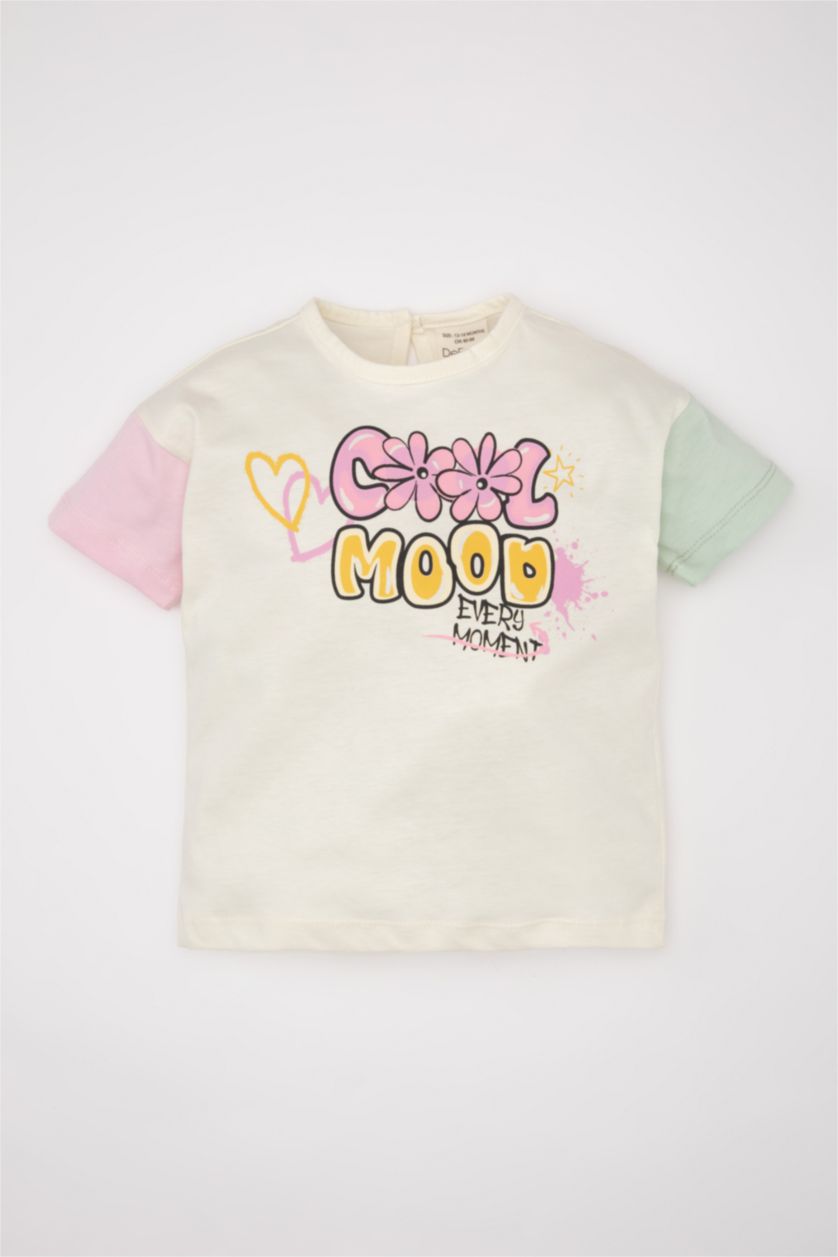 BABY GIRL White Regular Fit Slogan Short Sleeve T-Shirt