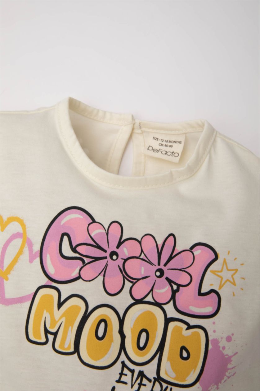 BABY GIRL White Regular Fit Slogan Short Sleeve T-Shirt