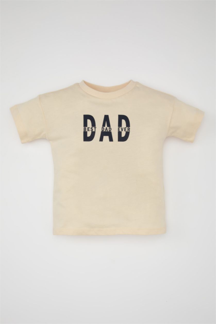 BABY BOY Light Stone Baby Boy Crew Neck Printed T-Shirt