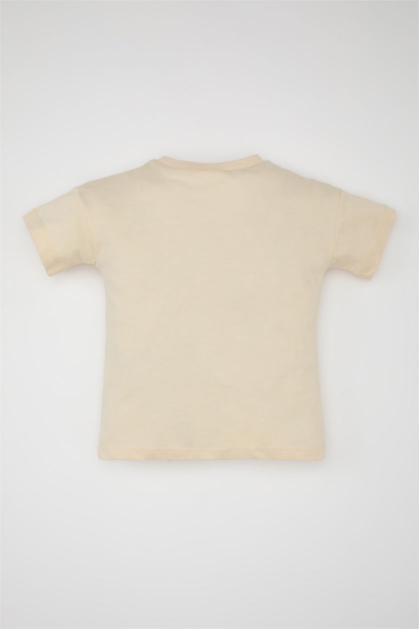 BABY BOY Light Stone Baby Boy Crew Neck Printed T-Shirt