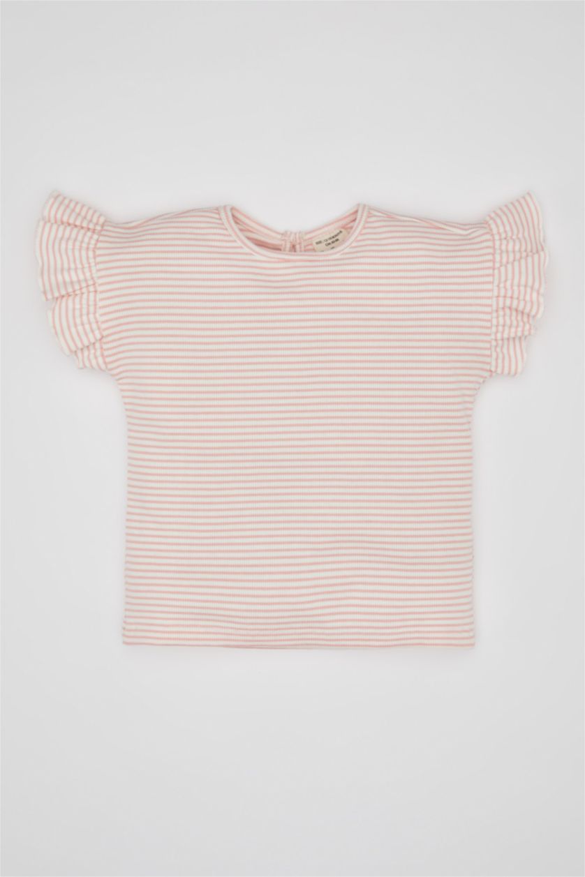 Baby Girl Pink Baby Girl Regular Fit Crew Neck Striped T-Shirt