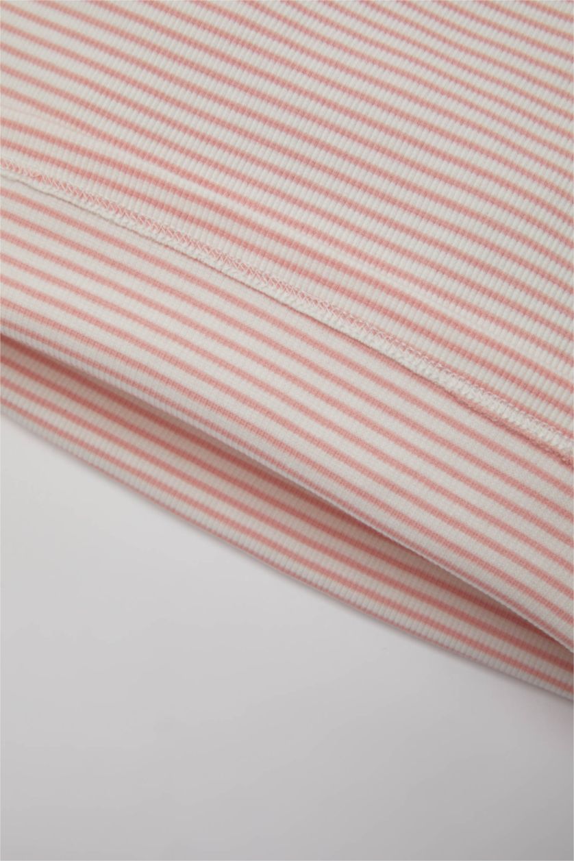 Baby Girl Pink Baby Girl Regular Fit Crew Neck Striped T-Shirt