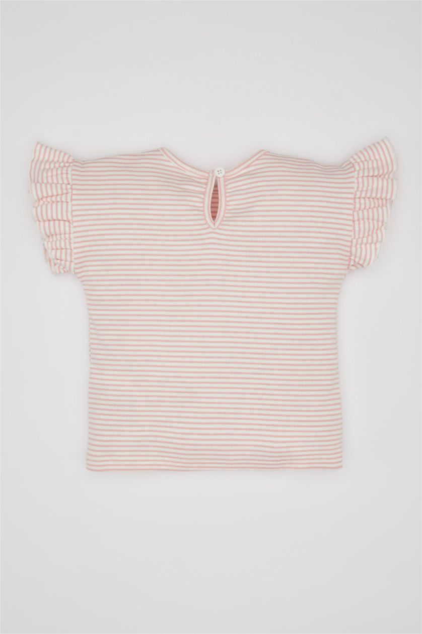 Baby Girl Pink Baby Girl Regular Fit Crew Neck Striped T-Shirt