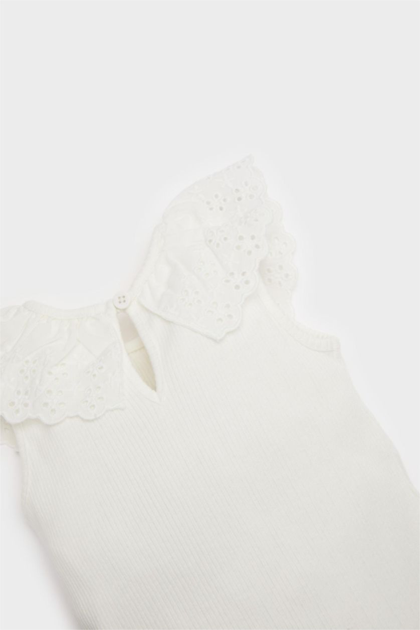 Малыши девочки Бежевый Топ для девочек с кружевным воротником