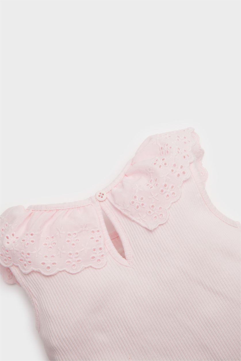 BÉBÉ FILLE Rose Clair Débardeur avec col en dentelle pour bébé fille