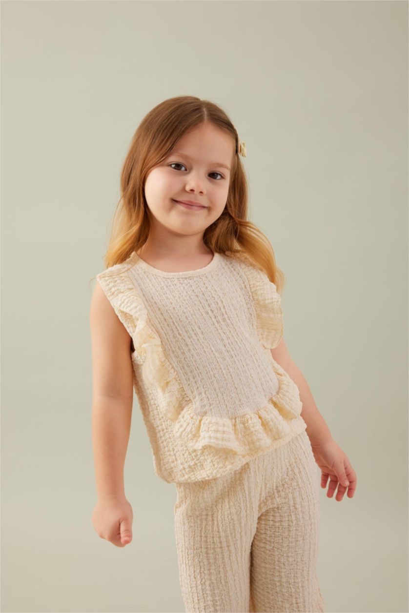 BABY GIRL Sand Baby Girl Blouse Trousers 2 Piece Set