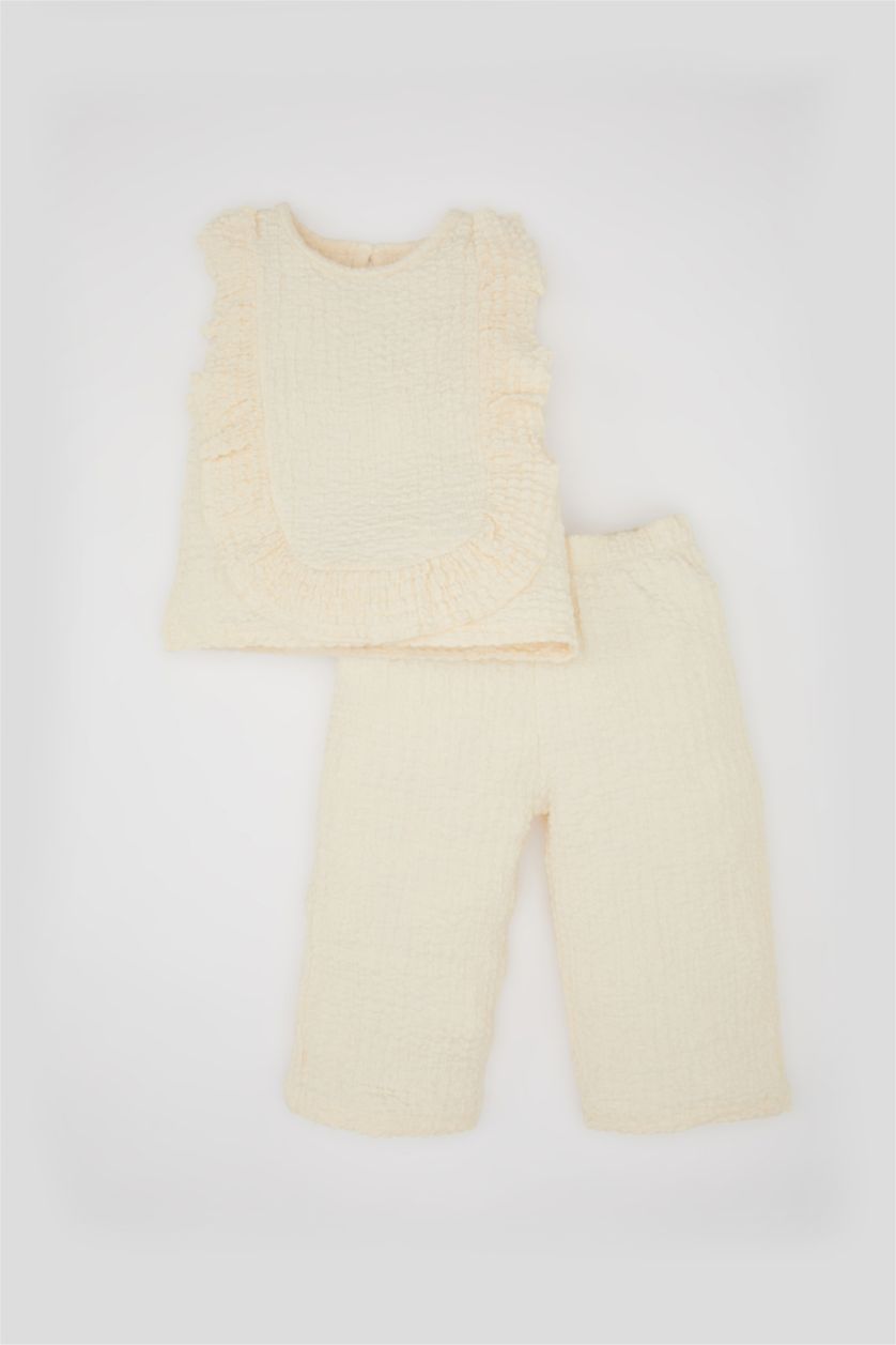 BABY GIRL Sand Baby Girl Blouse Trousers 2 Piece Set