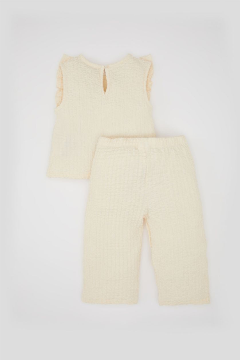 BABY GIRL Sand Baby Girl Blouse Trousers 2 Piece Set