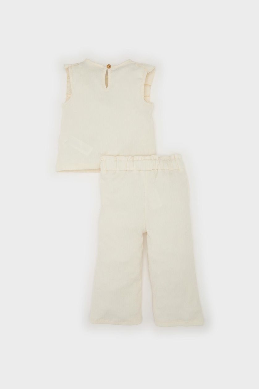 BABY GIRL Ecru Baby Girl Blouse Wide Leg Trousers 2 Piece Set