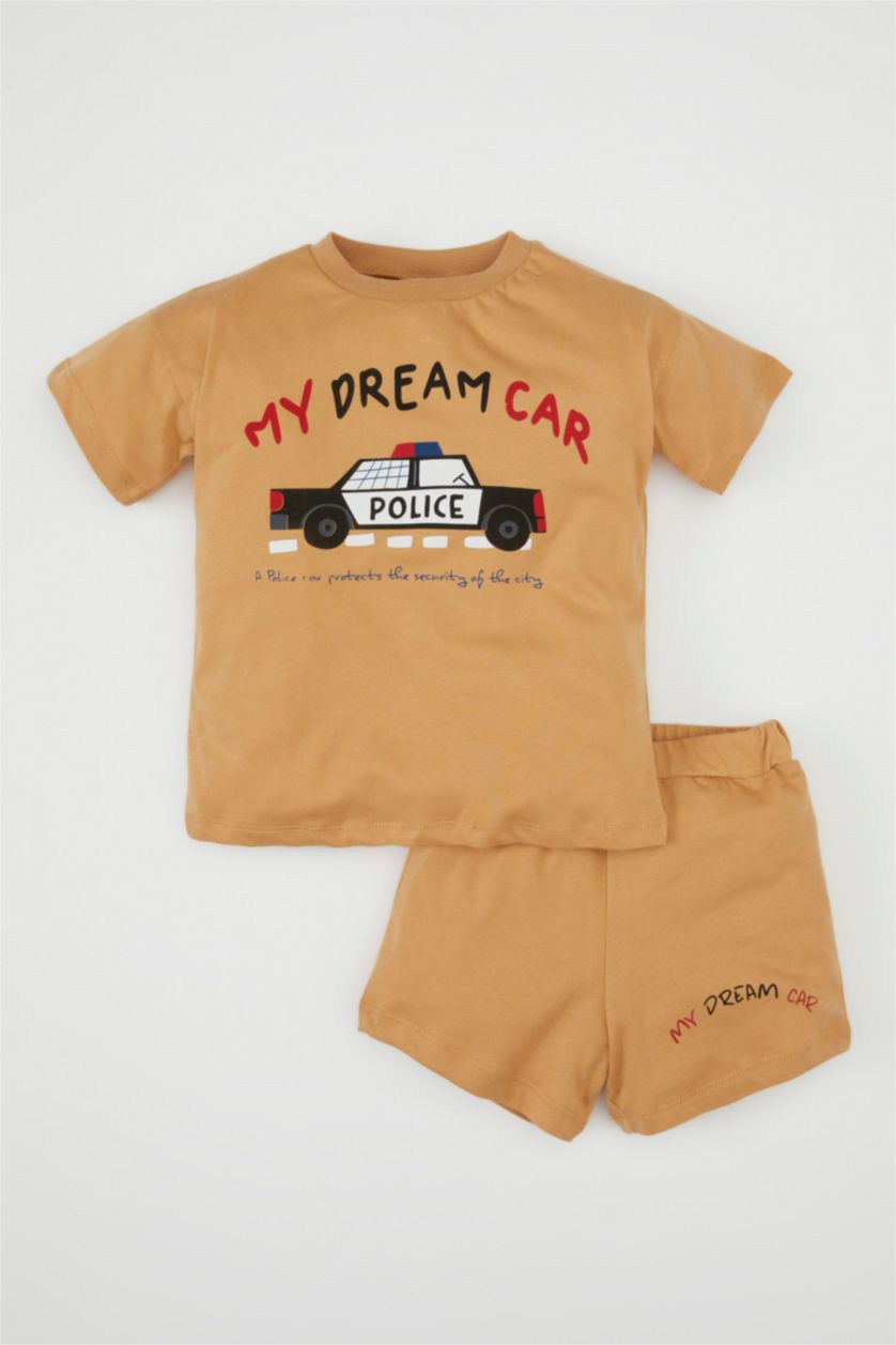 BABY BOY Camel Baby Boy Printed T-Shirt Shorts 2 Piece Set