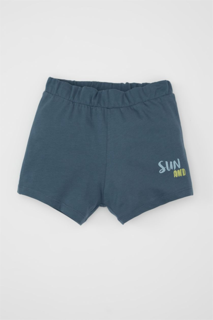 BÉBÉ GARÇON Indigo Clair Ensemble de T-Shirt à Manches Courtes et Short à Motif Palmier pour Bébé Garçon