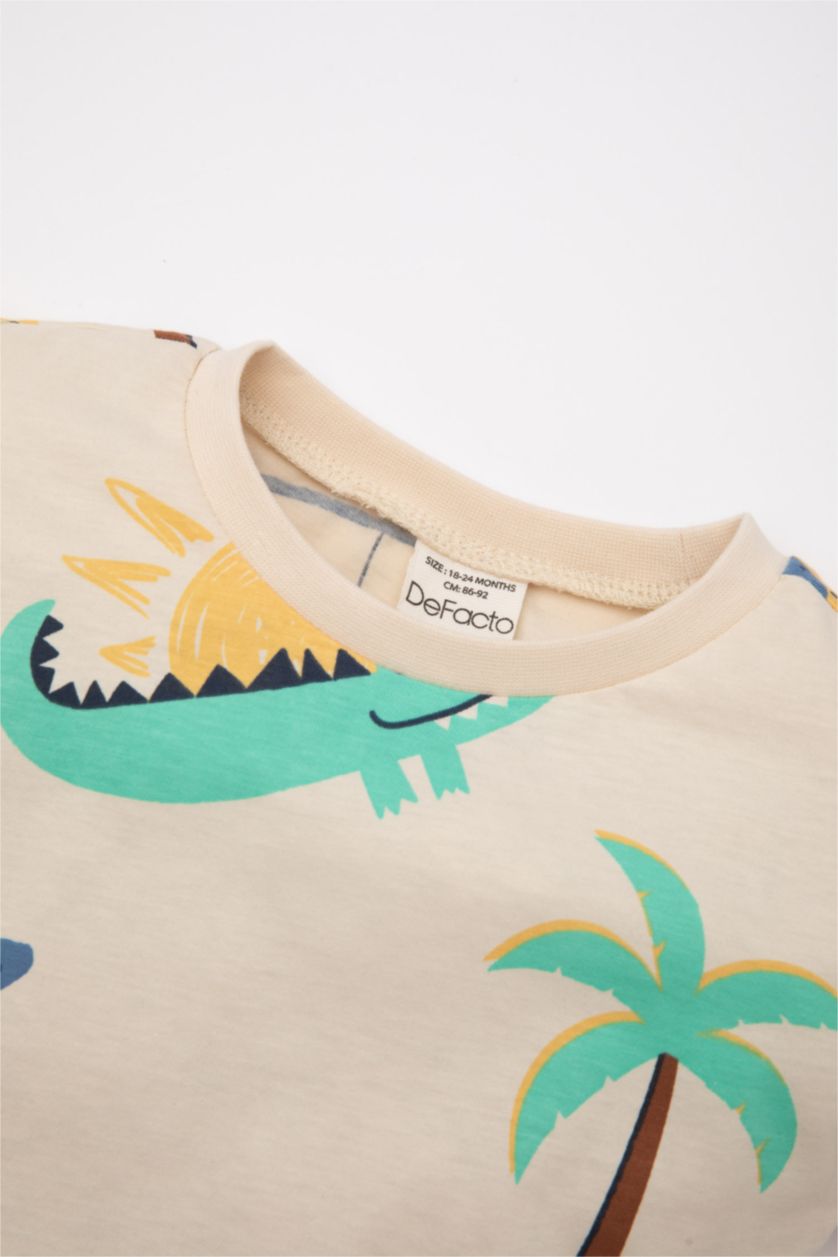 BABY BOY Light Stone Baby Boy Printed T-Shirt Shorts 2 Piece Set