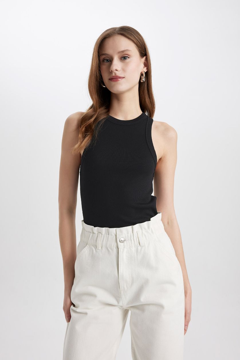 FEMME Noir Débardeur Slim Gainant Col Halter