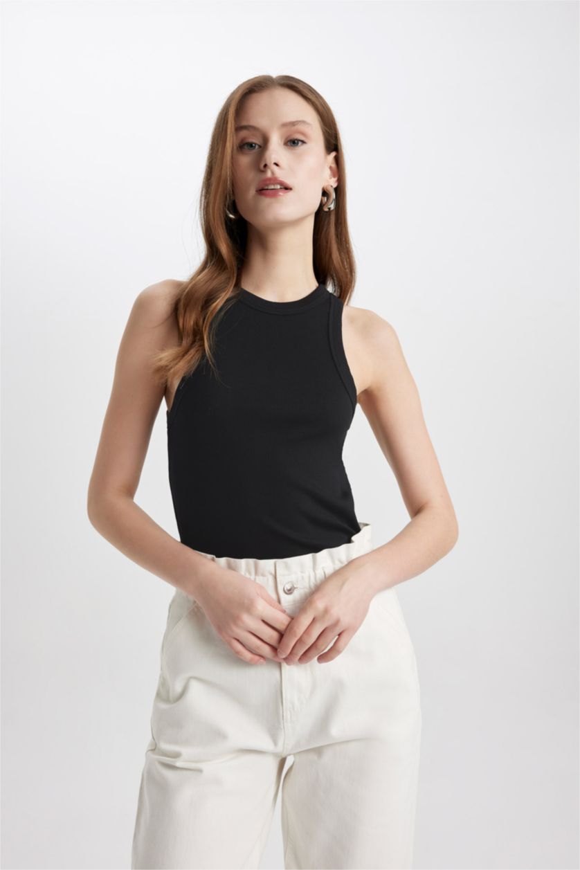 FEMME Noir Débardeur Slim Gainant Col Halter