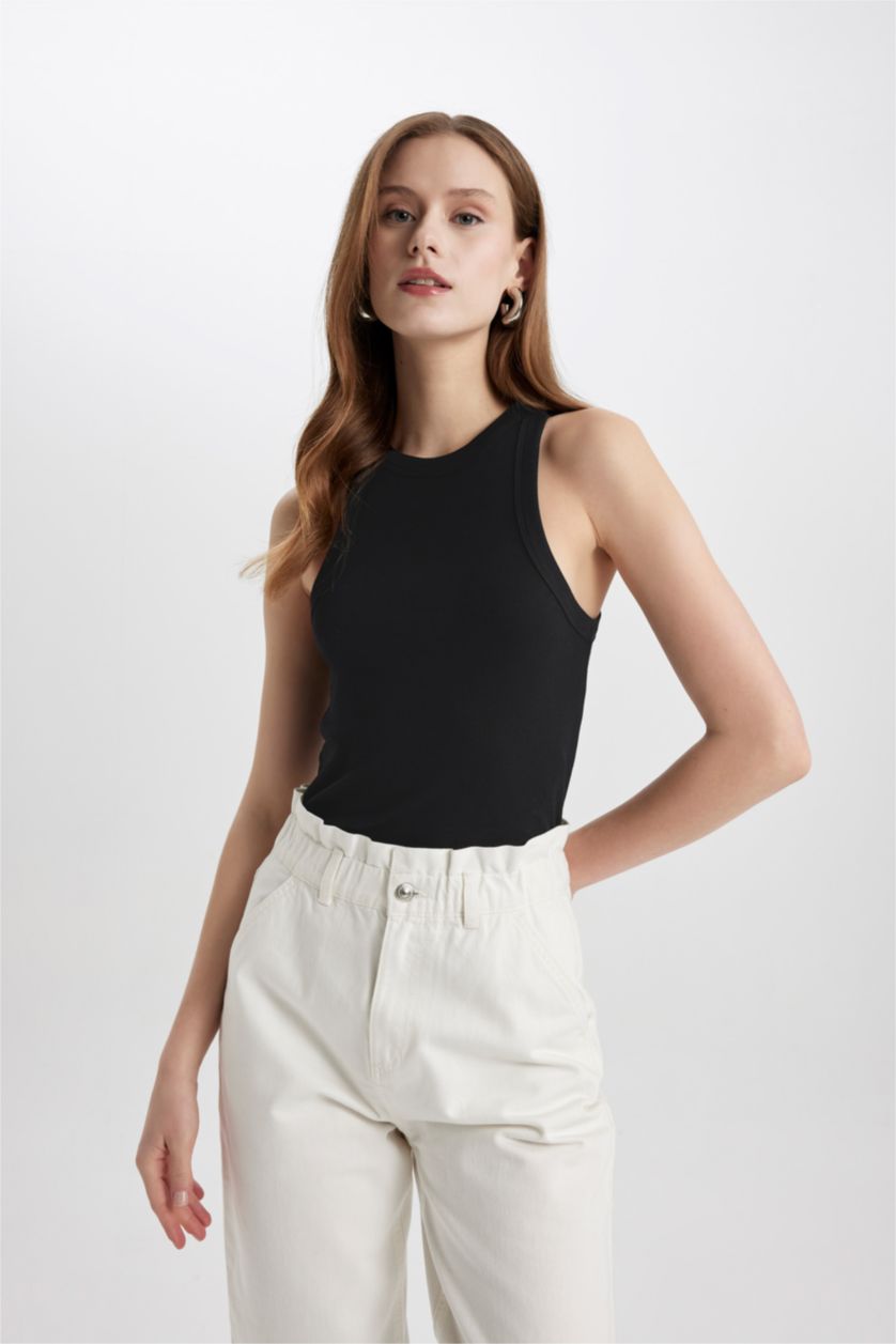 FEMME Noir Débardeur Slim Gainant Col Halter