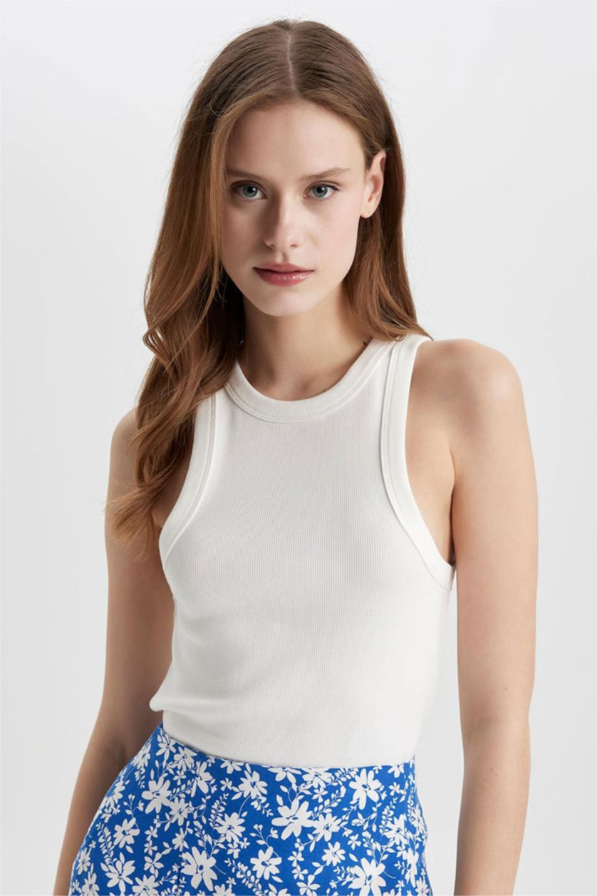 FEMME Écru Débardeur Slim Gainant Col Halter