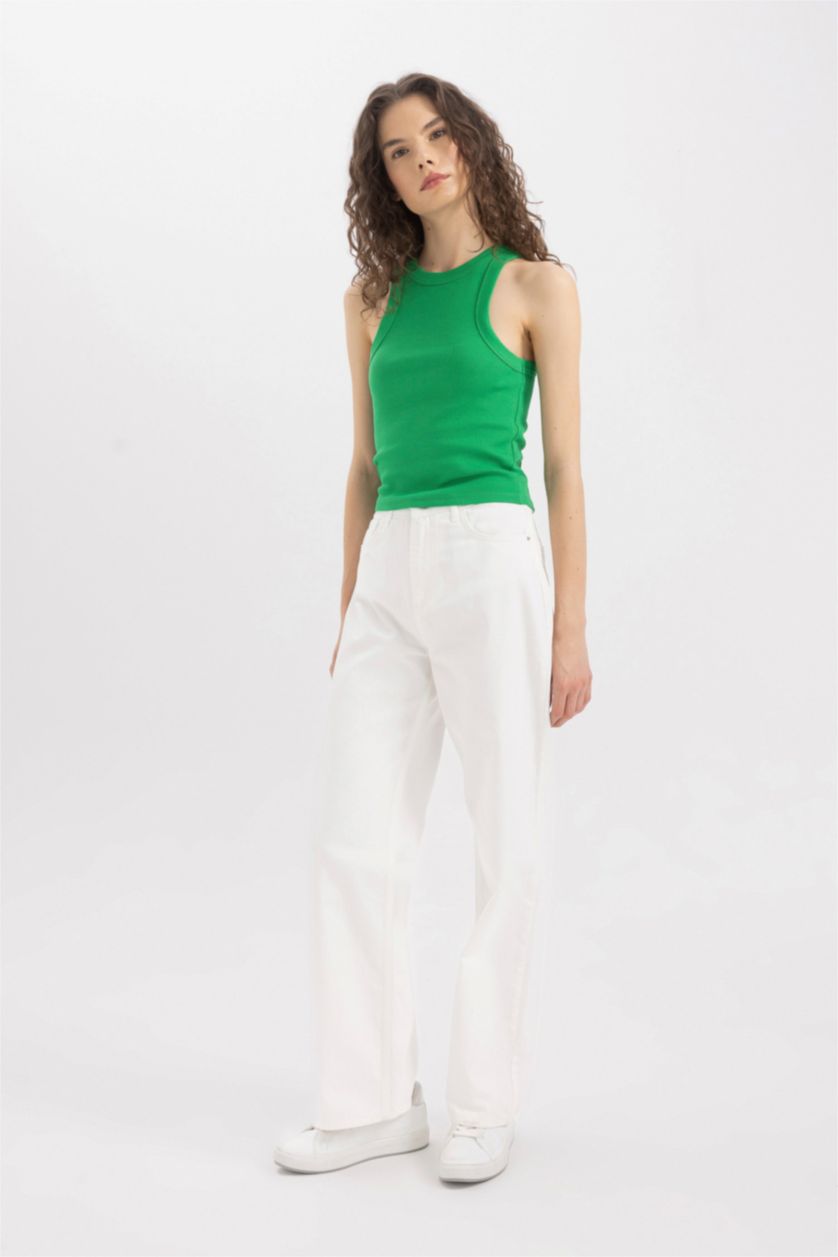 Женщины Зеленый Майка приталенного кроя