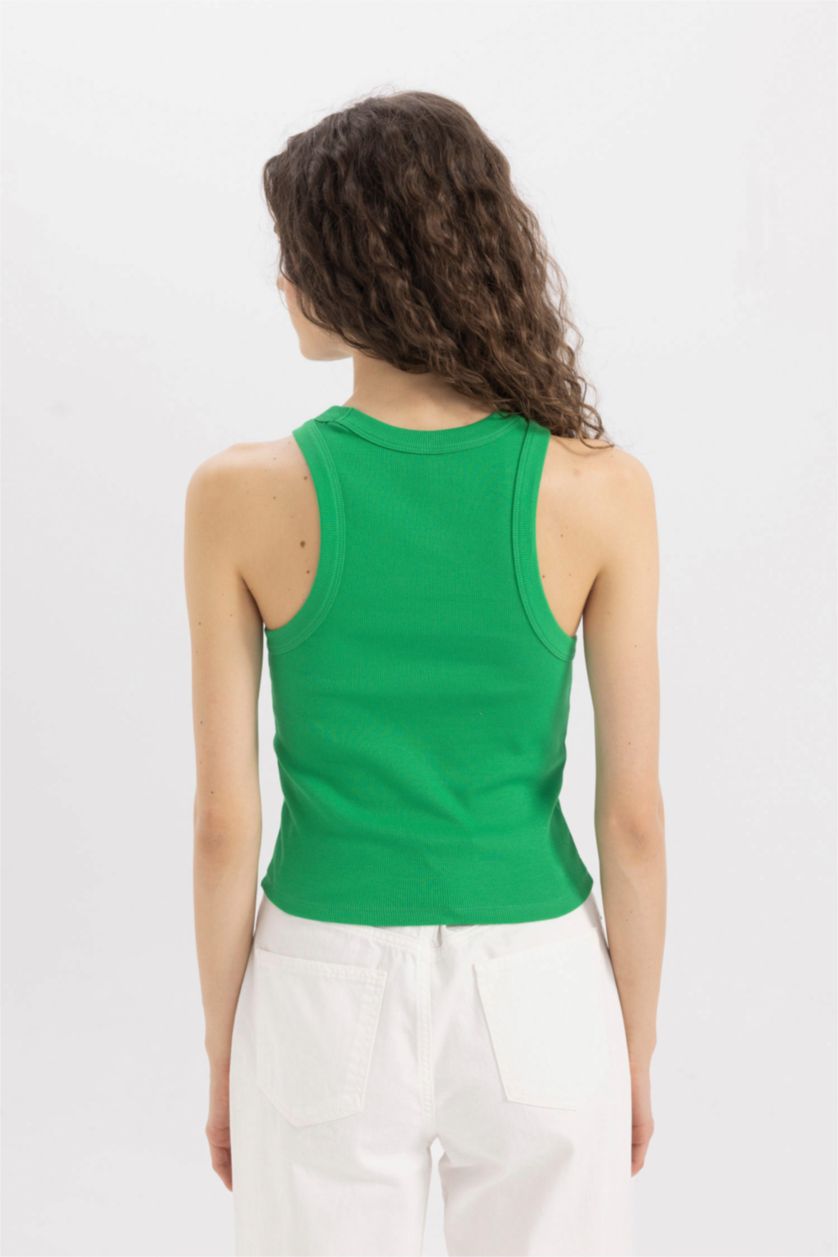 Женщины Зеленый Майка приталенного кроя