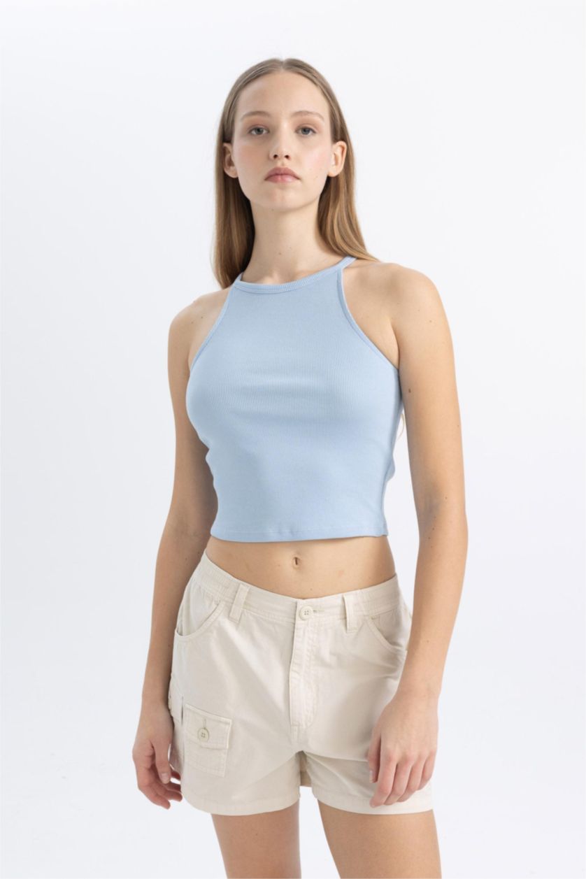 نساء أزرق فاتح كروب توب سليم فيت مضلع