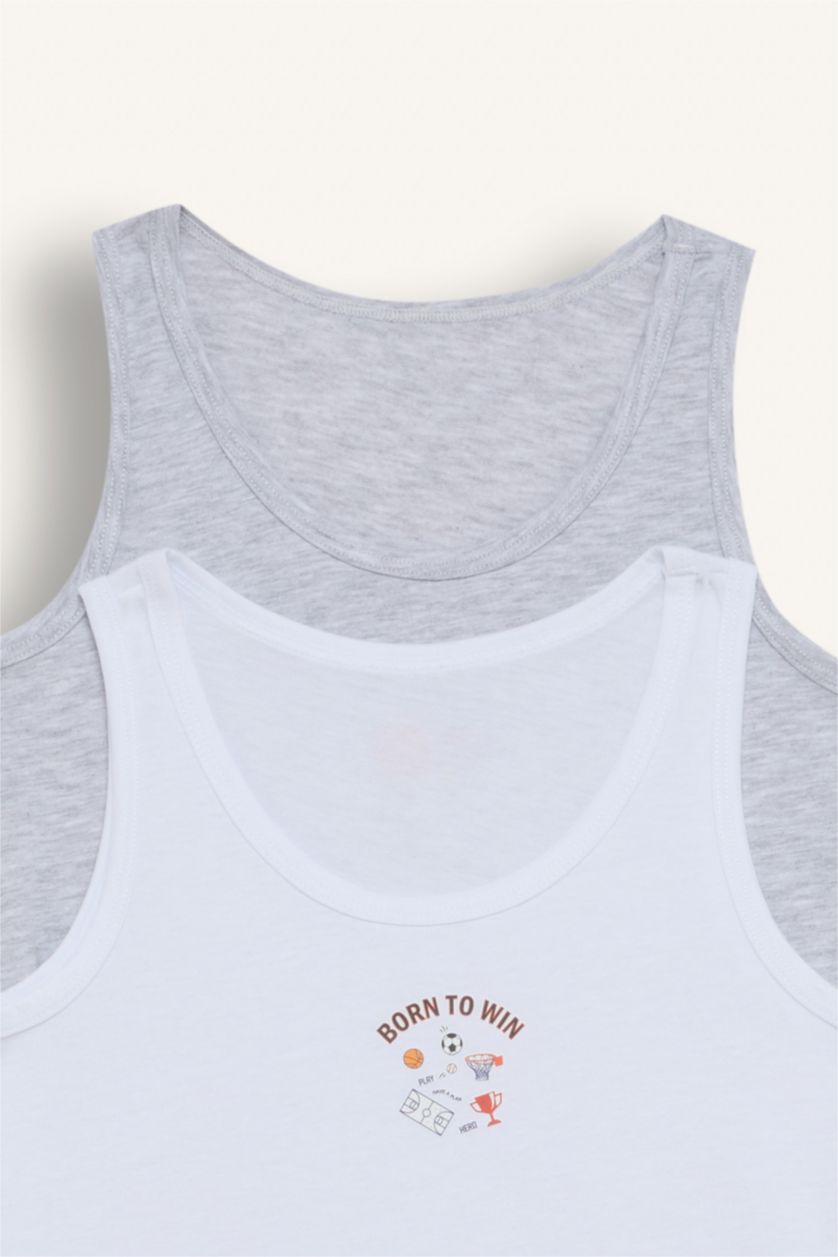 GARÇONS Blanc Lot de 2 Débardeurs en coton à Coupe Régulière