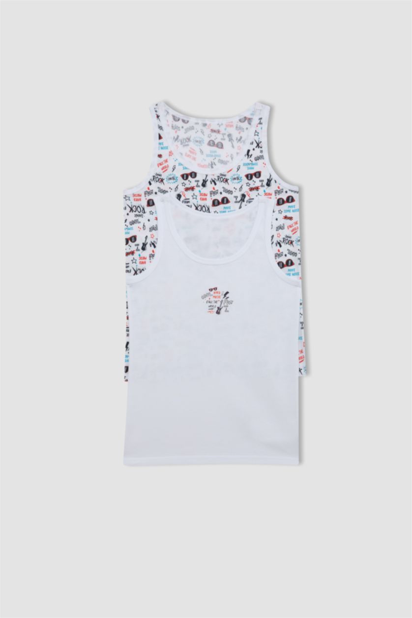 GARÇONS Blanc Lot de 2 débardeurs à Coupe Régulière pour garçon