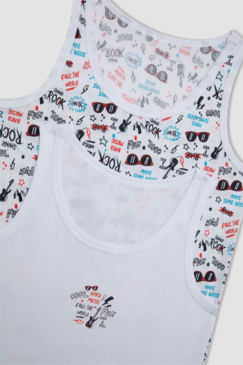 GARÇONS Blanc Lot de 2 débardeurs à Coupe Régulière pour garçon