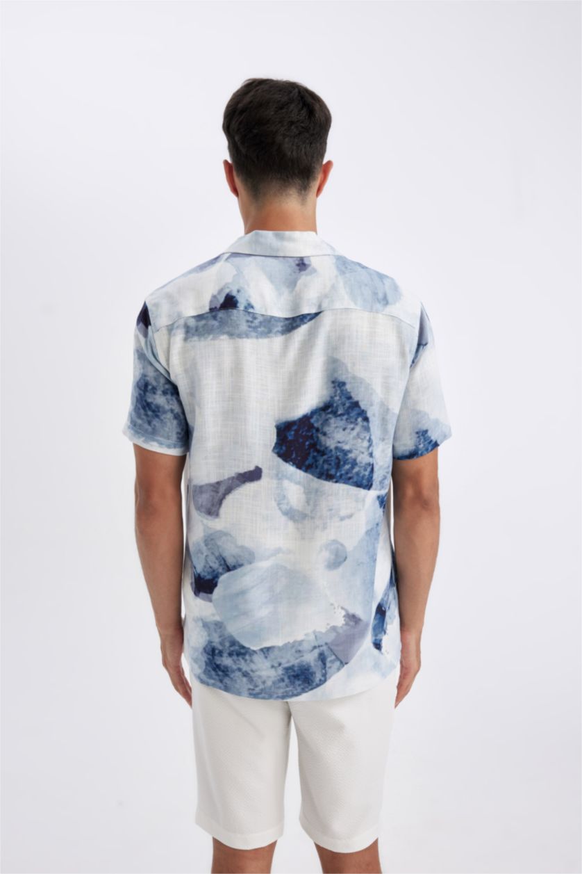 Erkek Açık Mavi Modern Fit Yazlık Polo Yaka Kısa Kollu Gömlek