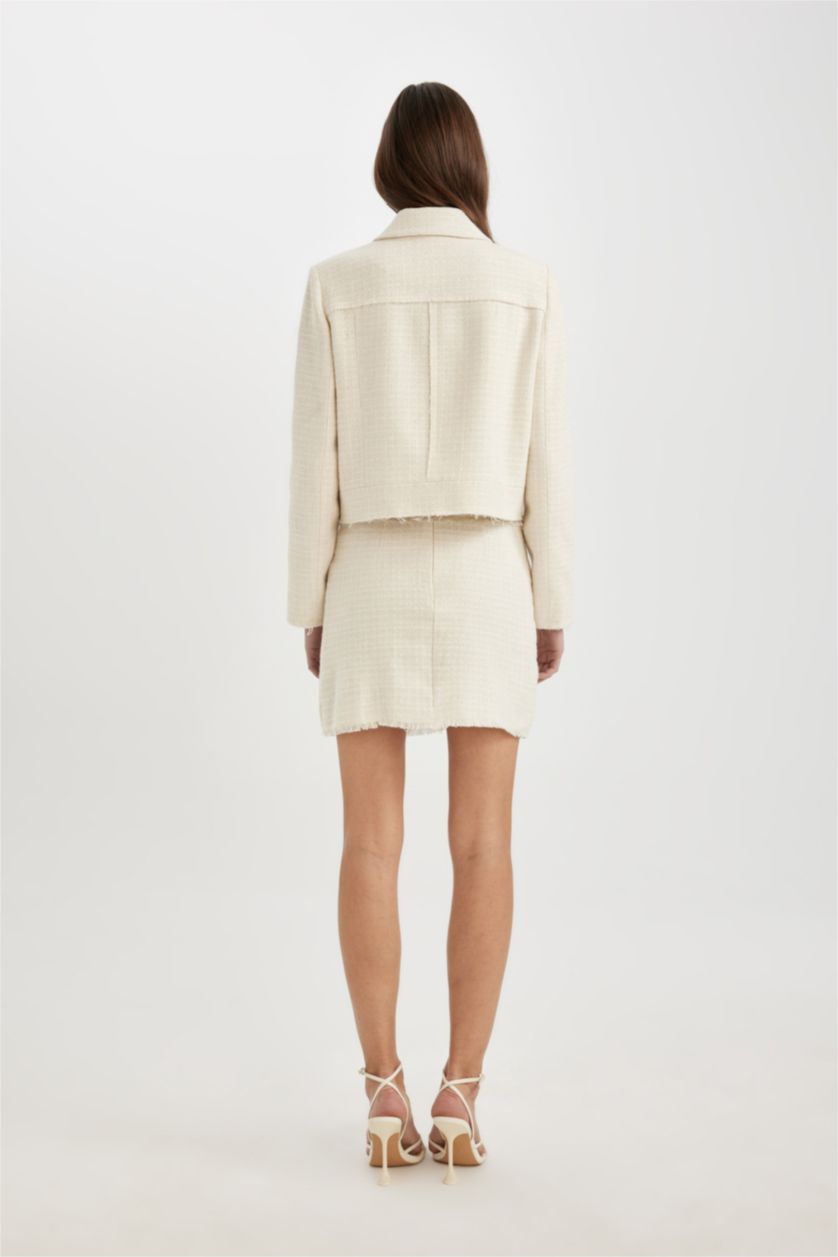 WOMAN Ecru A Cut Lined Normal Waist Mini Skirt