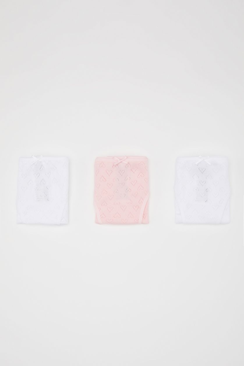 بنات أبيض كلوت بناتي سليب - 3 قطع