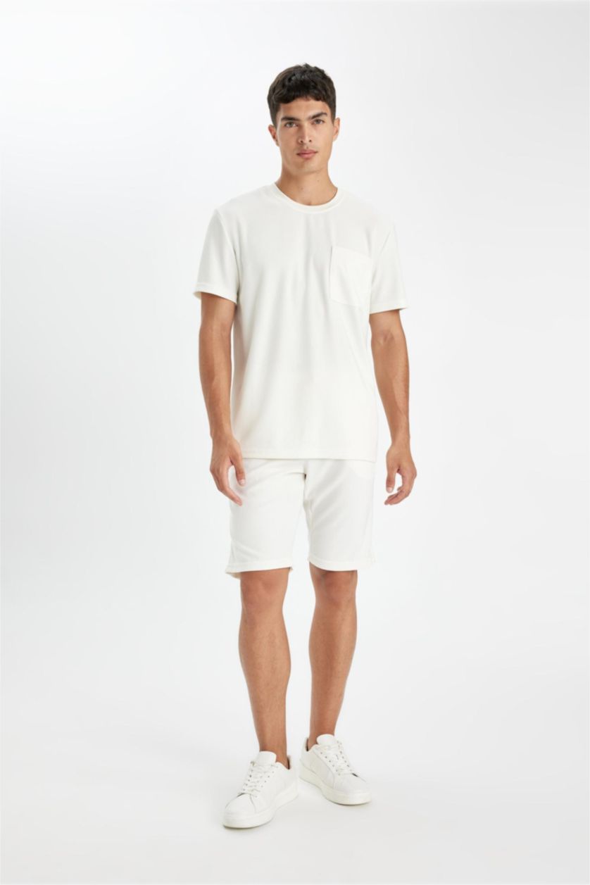 MAN Ecru Regular Fit Bermuda Shorts