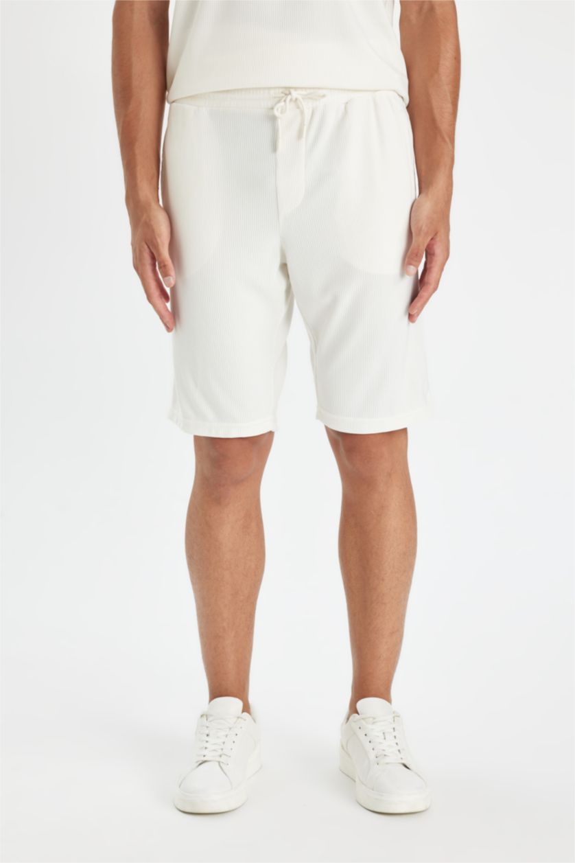 MAN Ecru Regular Fit Bermuda Shorts