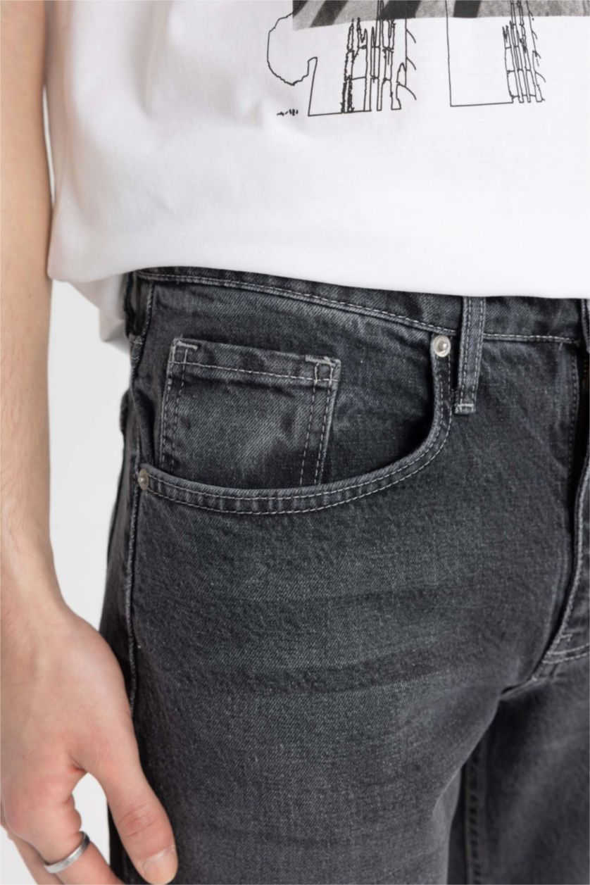 Erkek Antrasit Slim Tapered Fit Dar Kalıp Normal Bel Daralan Paça Jean Pantolon
