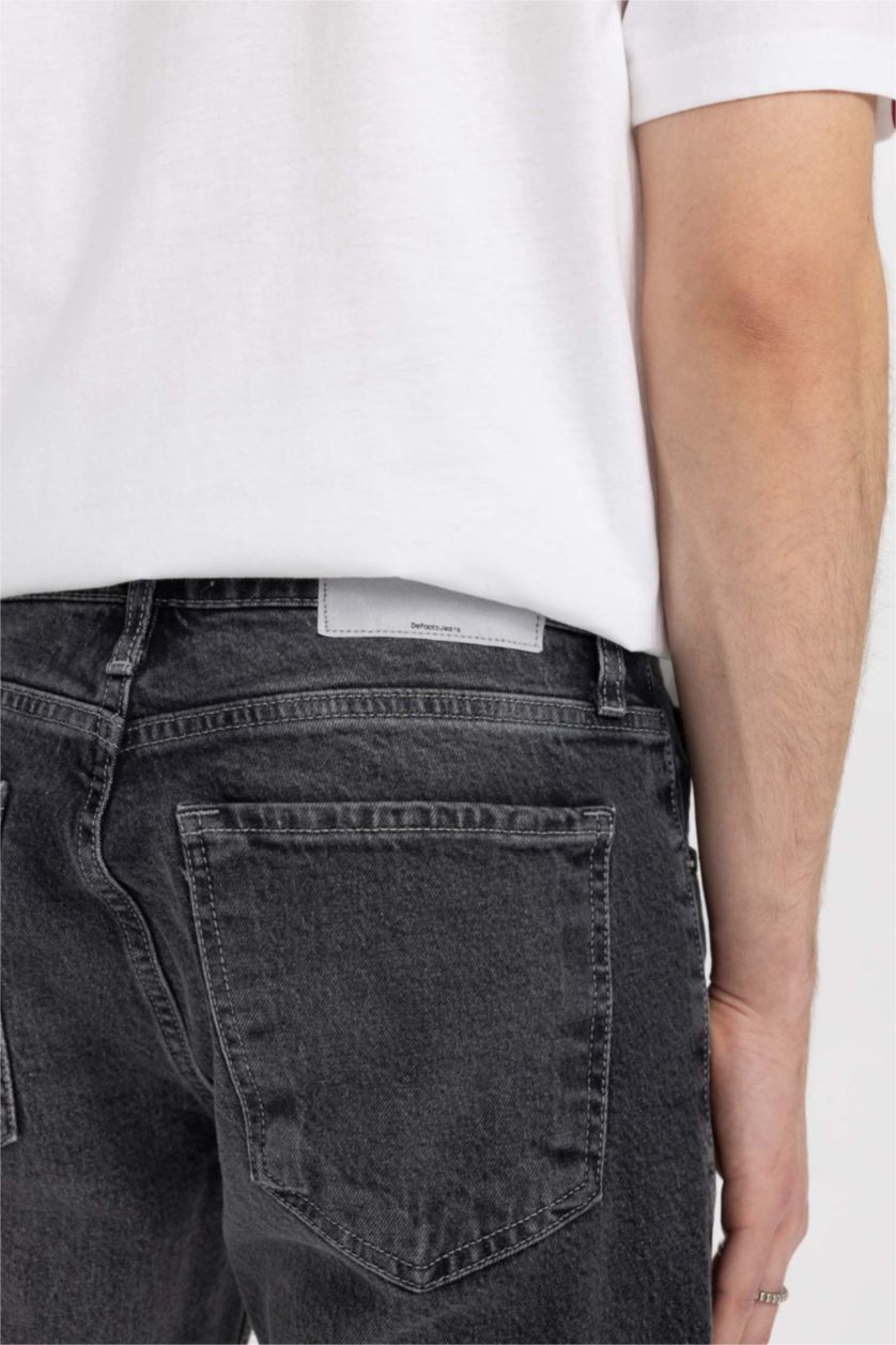 Erkek Antrasit Slim Tapered Fit Dar Kalıp Normal Bel Daralan Paça Jean Pantolon