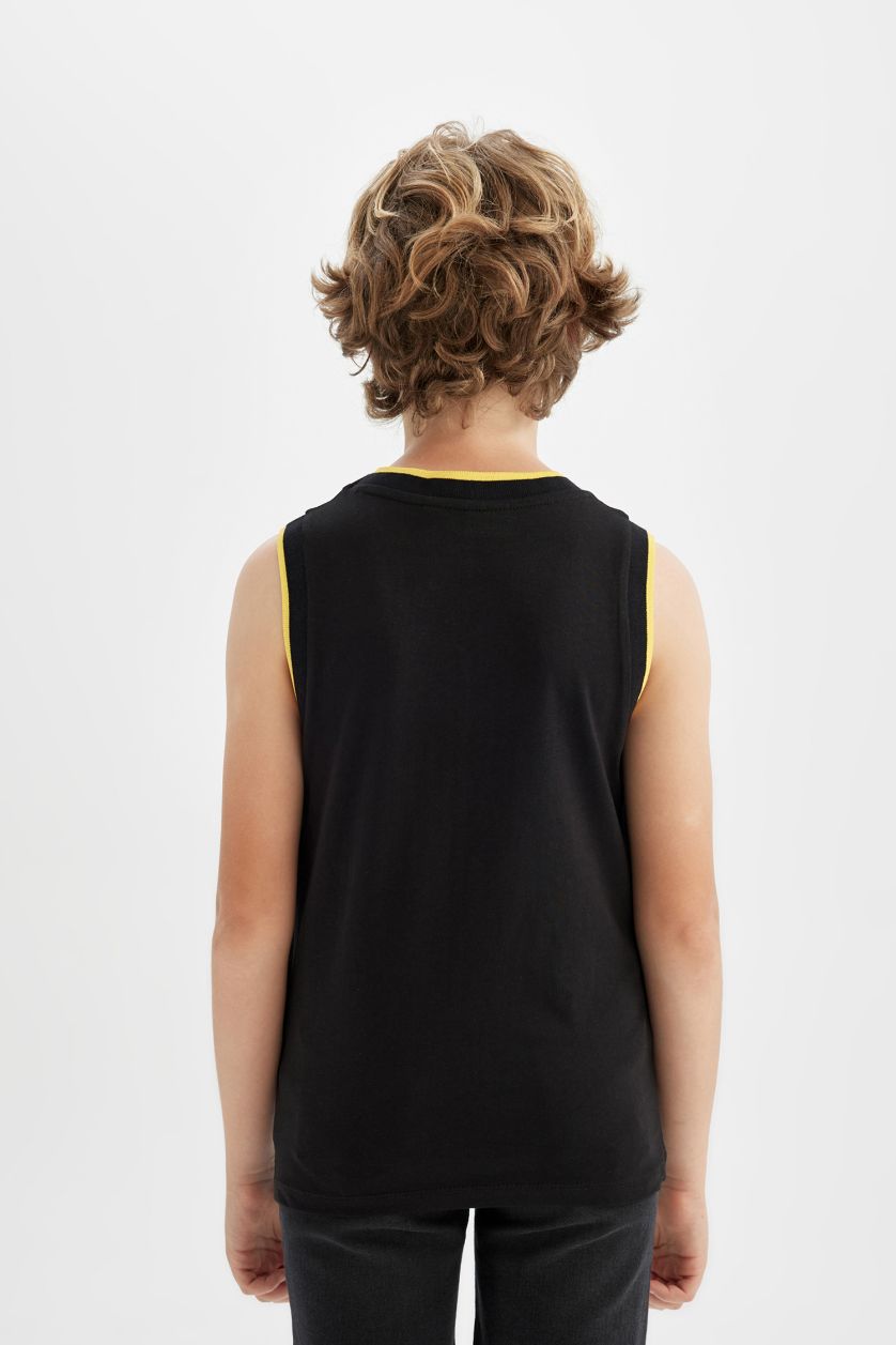 Erkek Çocuk - Genç Erkek Siyah Batman Bisiklet Yaka Atlet Erkek Çocuk